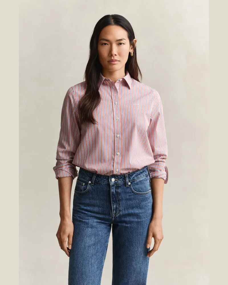 Gant Damen Regular Fit Classic Popeline-Bluse mit Streifen DEEP GRAPE WINE Deep