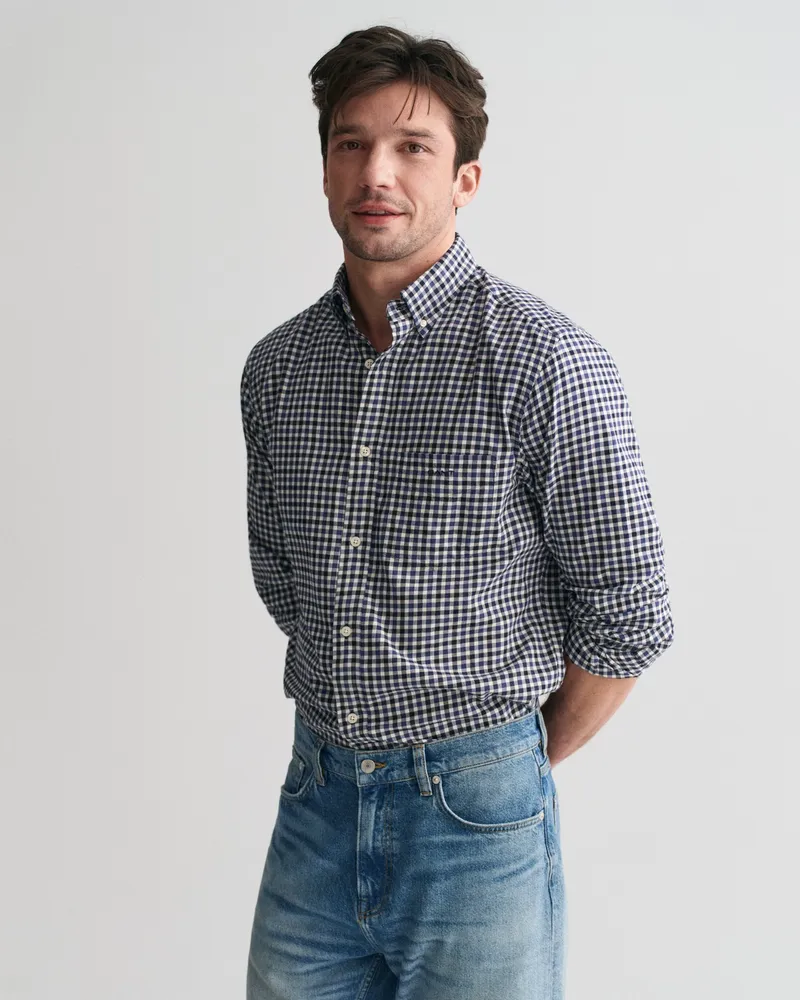 Gant Herren Leichtes Regular Fit Twill Hemd mit Vichy-Karos 