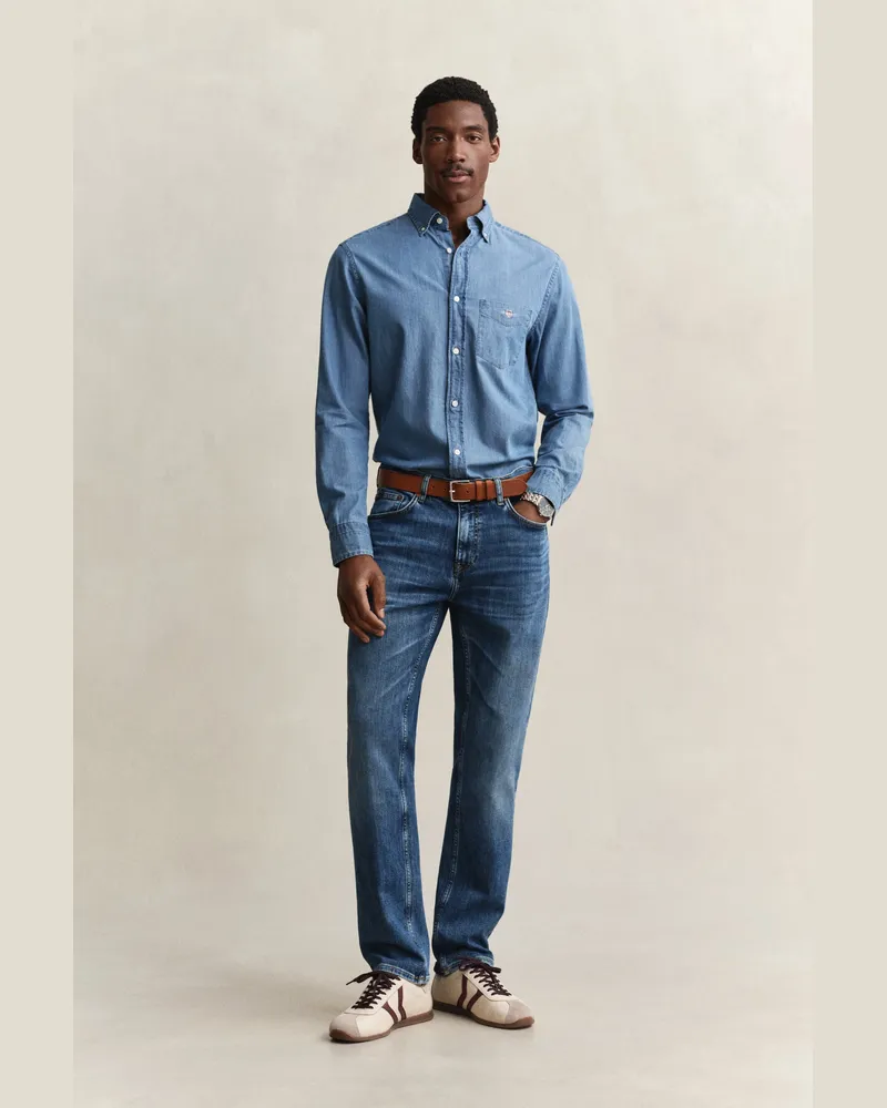 Gant Herren Jeans im Regular Fit MID Blau BROKEN IN Mid