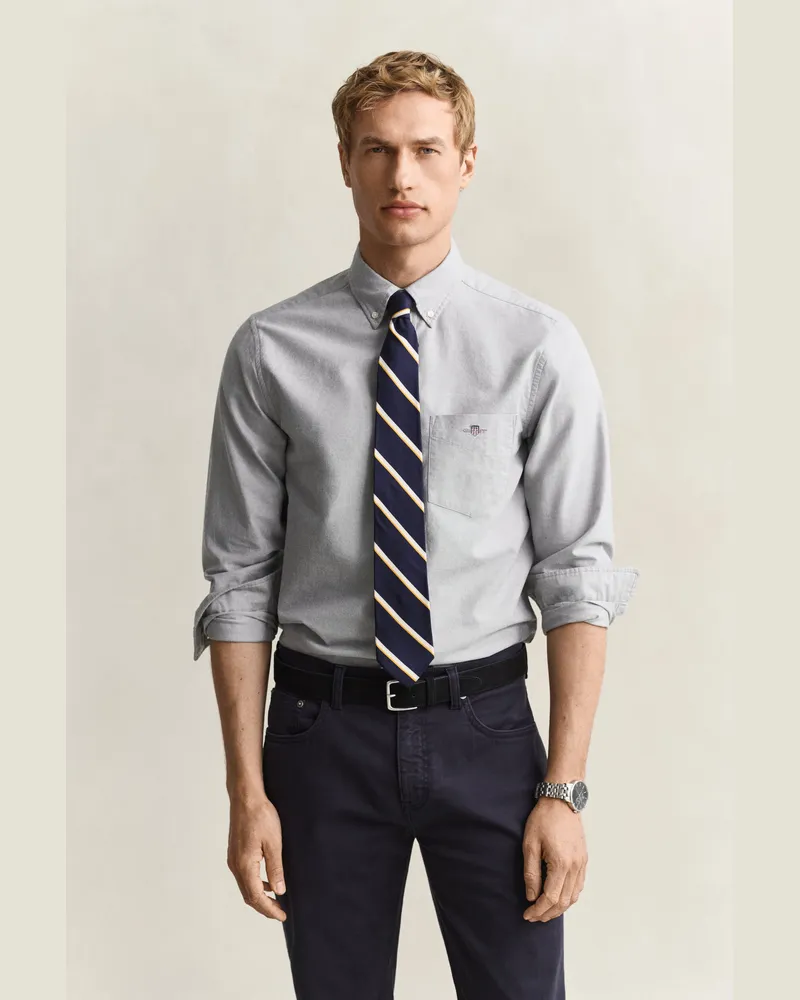 Gant Herren Classic Regular Fit Oxford-Hemd MID Grau Mid