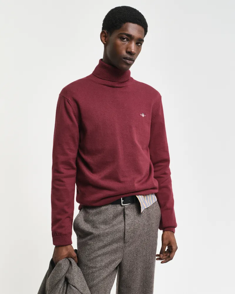 Gant Herren Rollkragenpullover aus Wolle und Baumwolle 