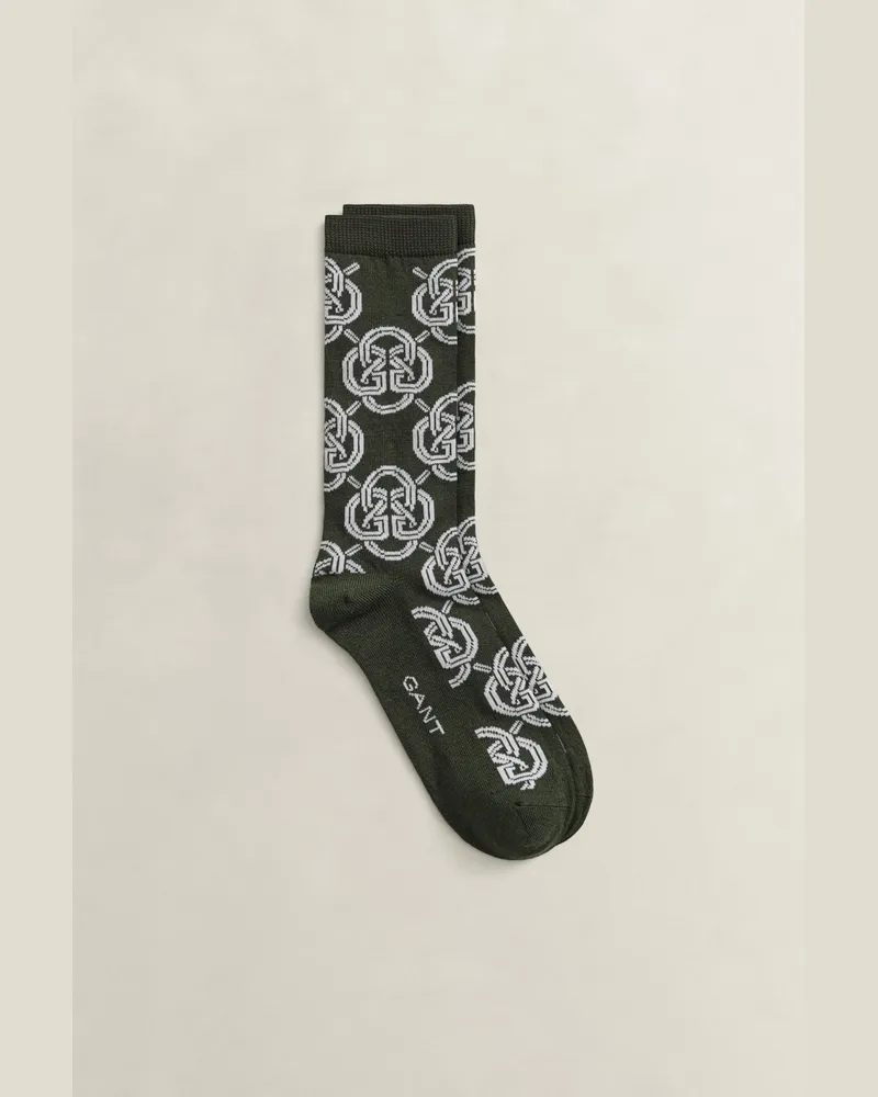 Gant Damen Monogram Socken MOSSY Grün Mossy