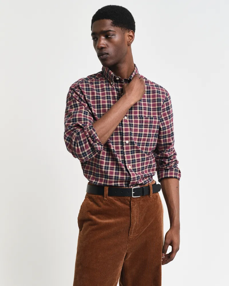 Gant Herren Leichtes Regular Fit Twill Hemd mit Karomuster 