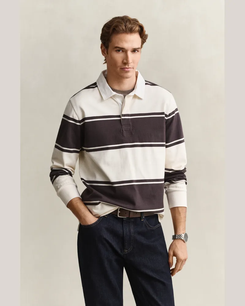 Gant Herren Gestreiftes Rugger CHARRot WOOD Braun Charrot
