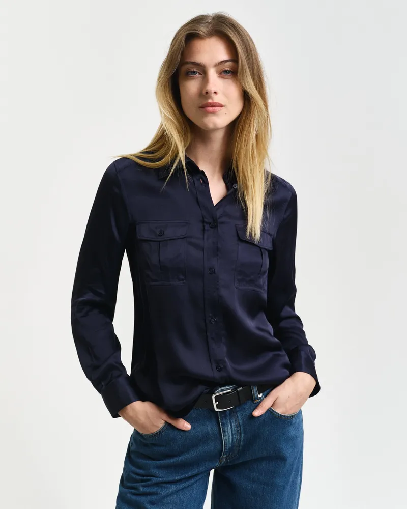 Gant Damen Regular Fit Bluse mit Tasche 