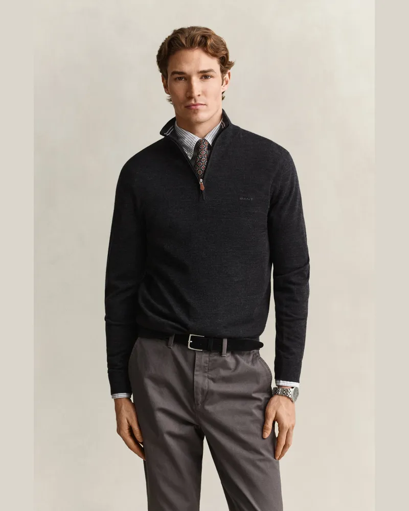 Gant Herren Troyer aus Merinowolle DARK CHARCOAL MELANGE Dark