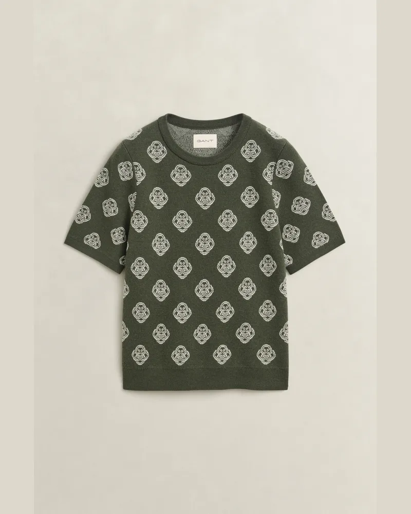 Gant Damen Monogram Jacquard-Pullover MOSSY Grün Mossy
