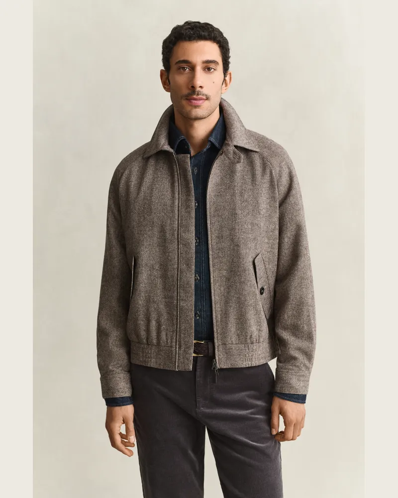 Gant Herren Windcheater Jacke aus Wollmischung MIST TAUPE Mist