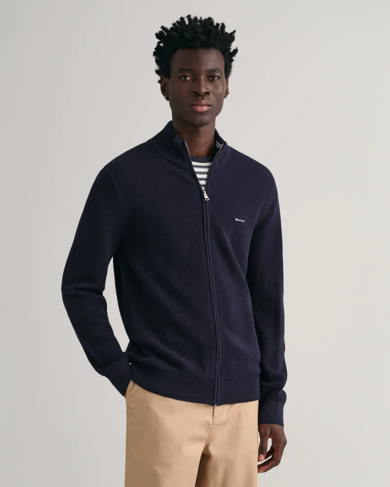 Gant Herren Strickjacke aus Baumwoll-Piqué 