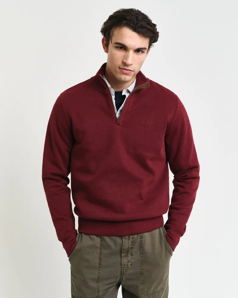 Gant Herren Sacker Rib Sweatshirt mit Reißverschlusskragen 