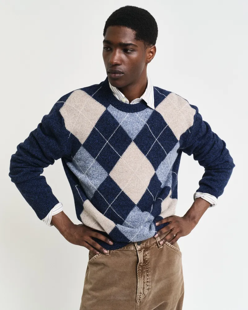 Gant Herren Argyle Rundhalspullover 