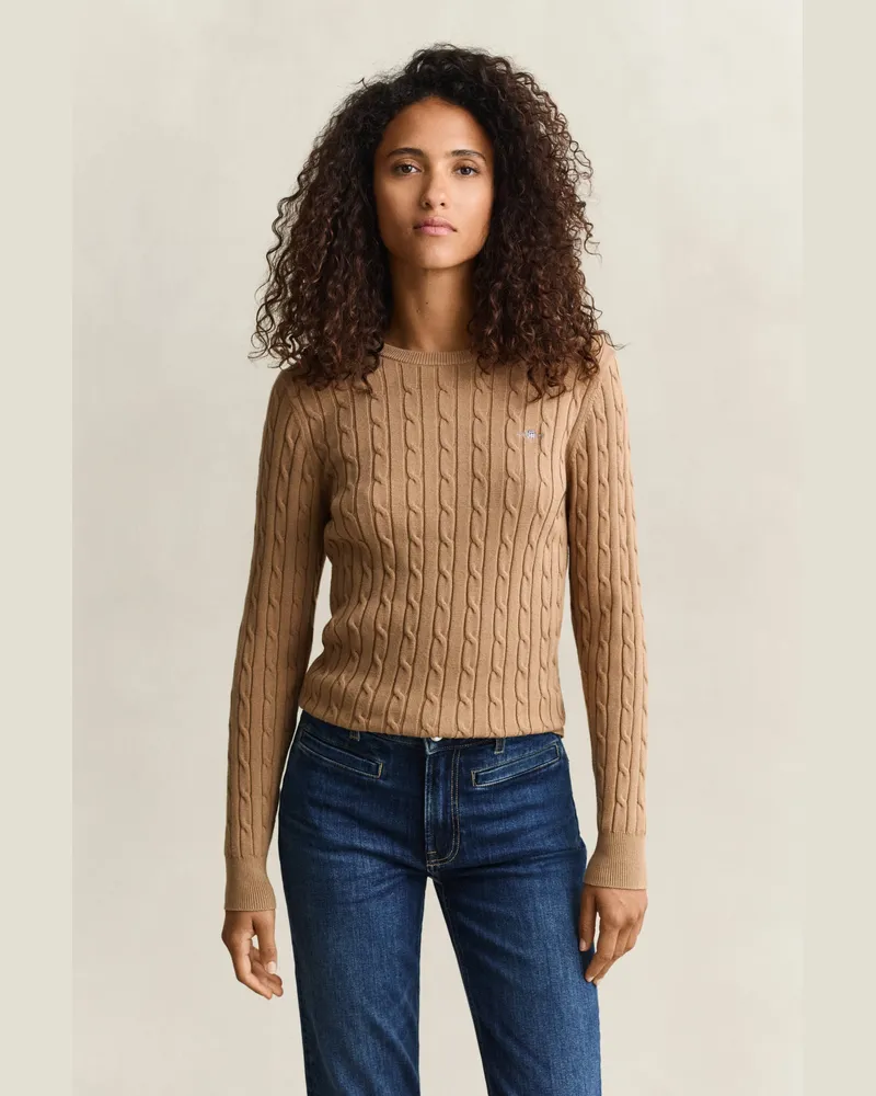 Gant Damen Classic Zopfstrickpullover WARM KHAKI Warm