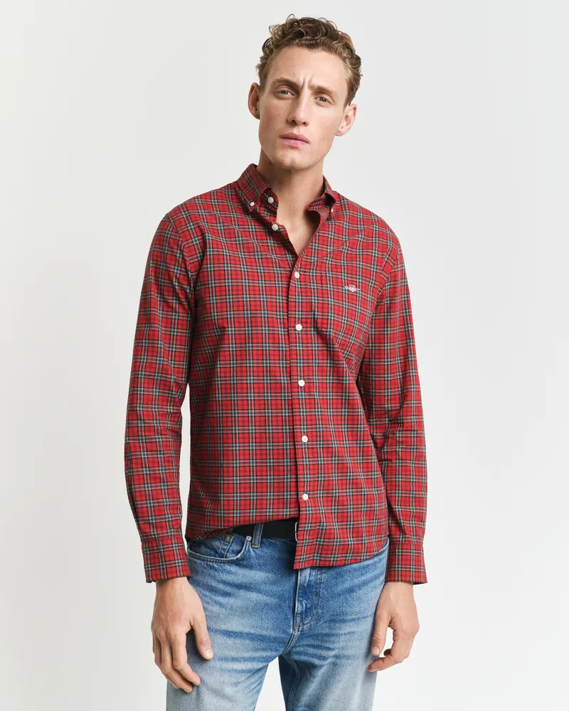 Gant Herren Regular Fit Classic Popeline Hemd mit Tartan-Muster 