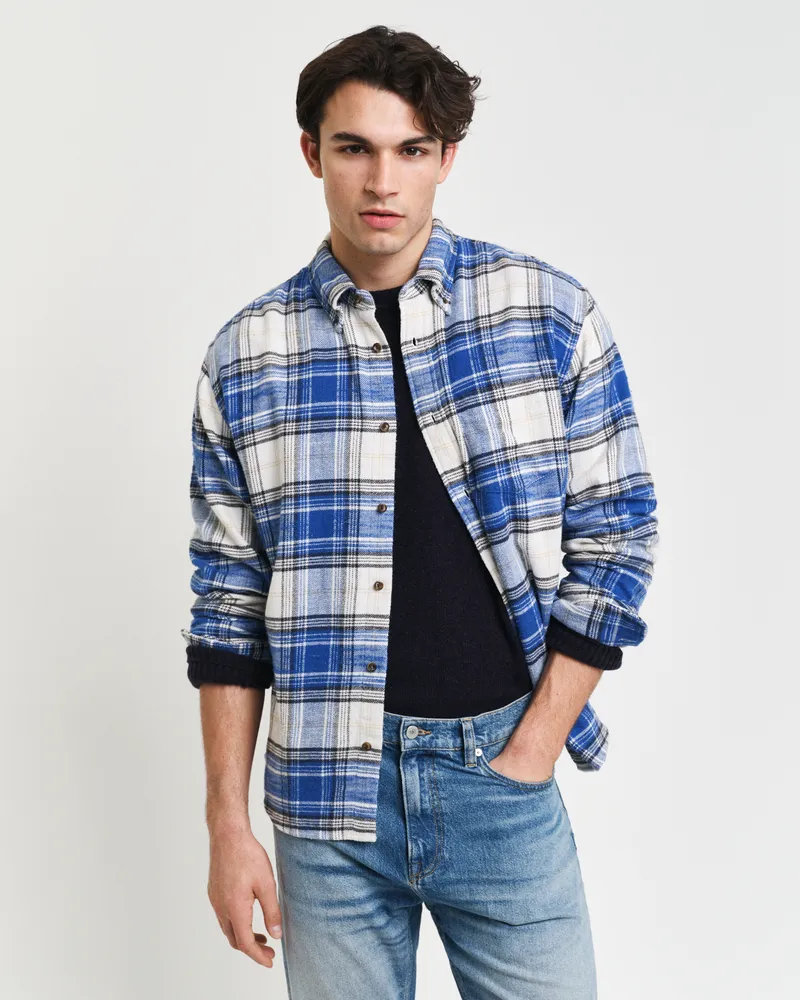 Gant Herren Relaxed Fit Flanellbluse mit Karomuster 