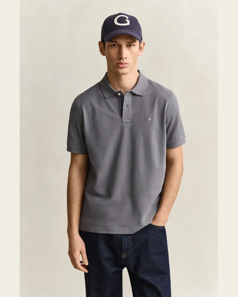 Gant Herren Classic Regular Fit Poloshirt MID Grau Mid
