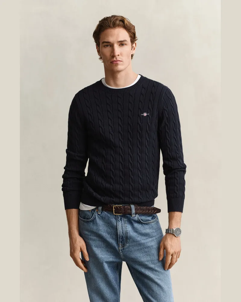Gant Herren Classic Zopfstrickpullover EVENING Blau Evening