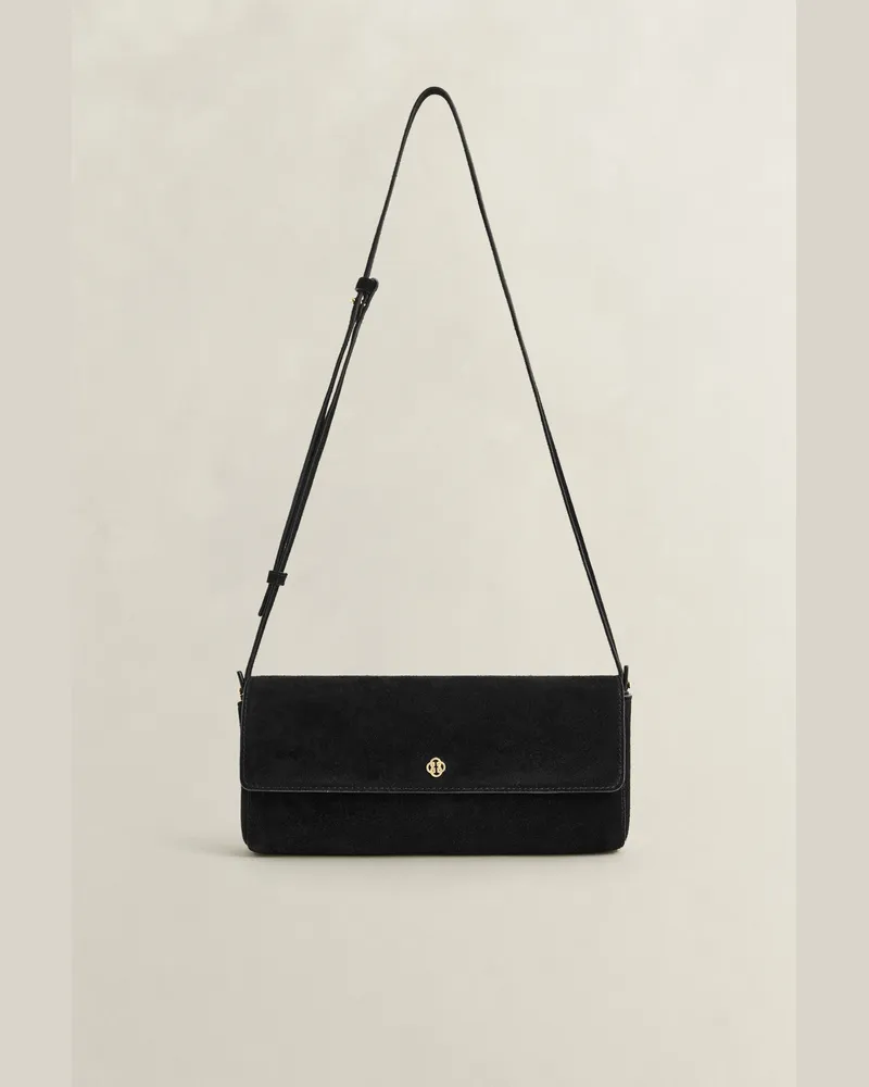 Gant Damen Clutch aus Veloursleder Schwarz Schwarz