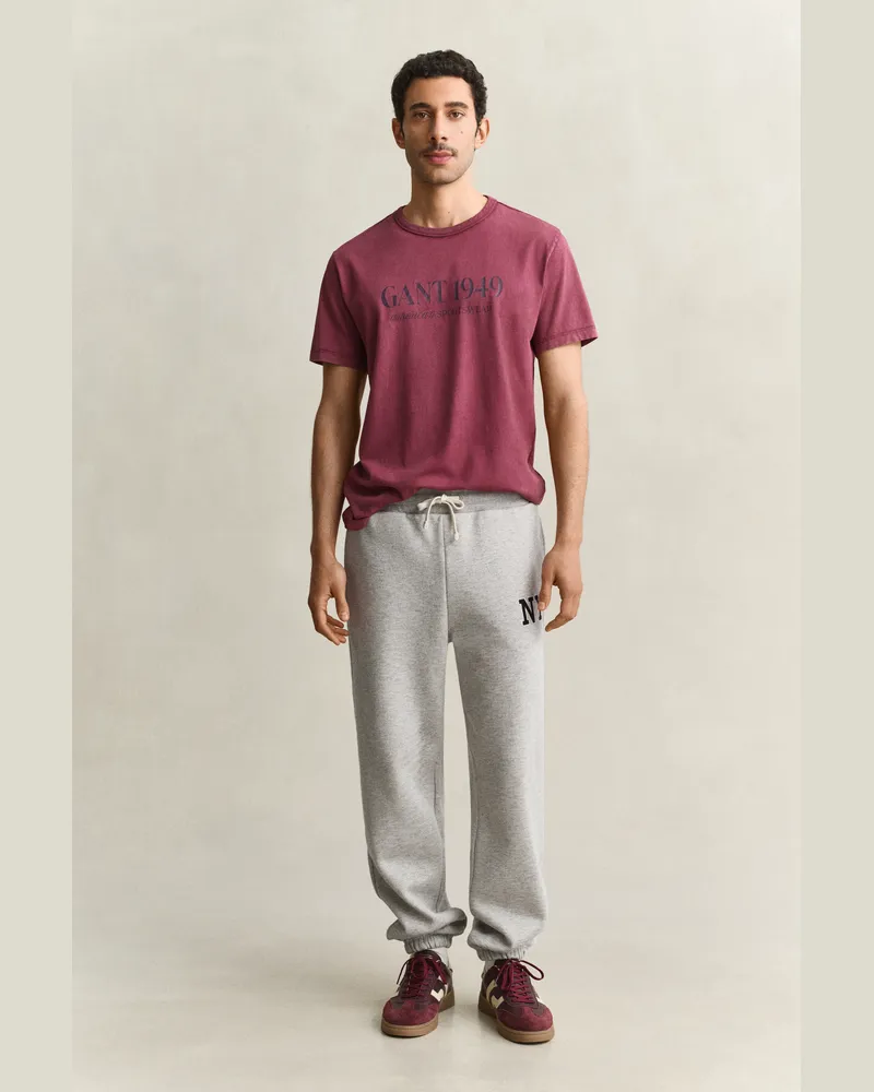 Gant Herren Graphic Sweathose Grau MELANGE Grau