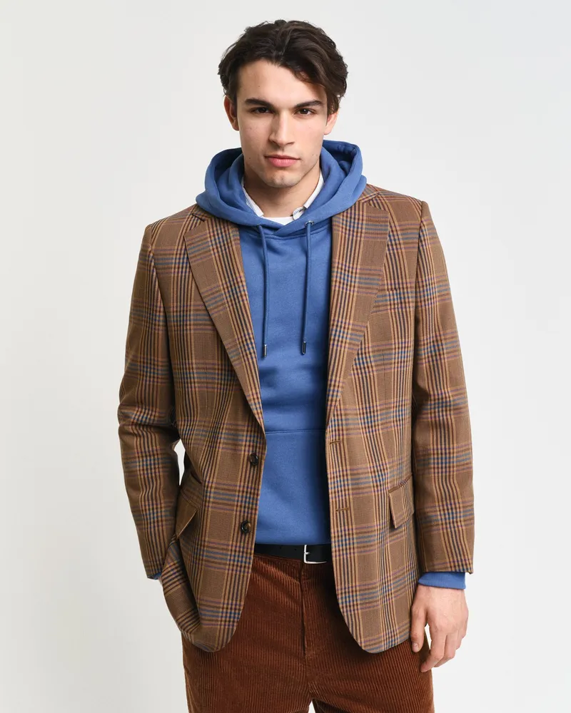 Gant Herren Relaxed Fit Woll Sakko mit Karomuster 