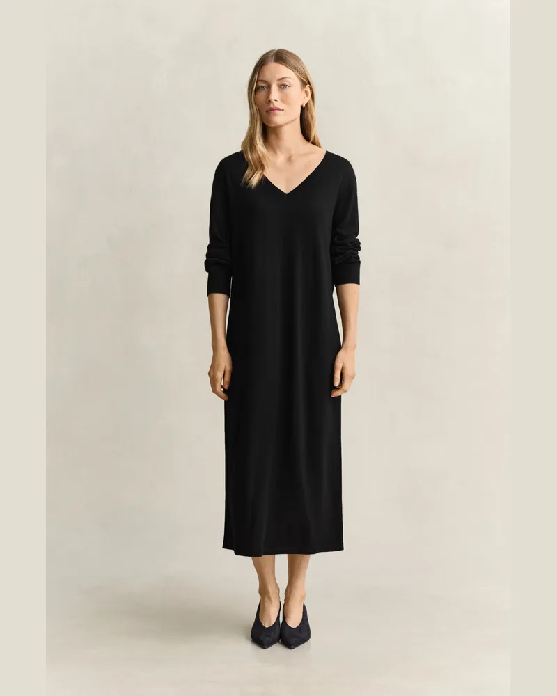 Gant Damen Kleid aus extrafeiner Merinowolle Schwarz Schwarz