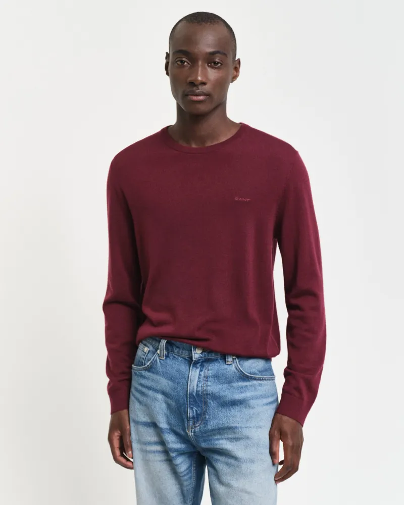 Gant Herren Rundhalspullover aus extra feiner Merinowolle 