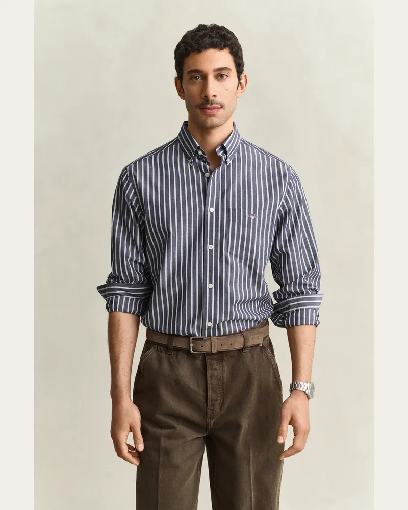 Gant Herren Gestreiftes Popeline-Hemd CLASSIC Blau Classic