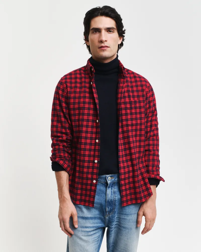 Gant Herren Regular Fit Flanellbluse mit Karomuster 