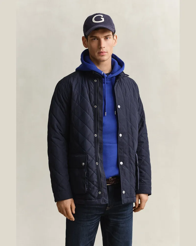 Gant Herren Mittellange Steppjacke EVENING Blau Evening