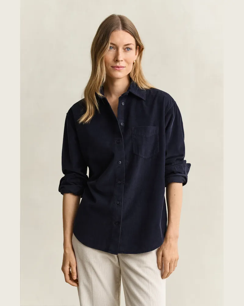 Gant Damen Relaxed Fit Cordbluse EVENING Blau Evening