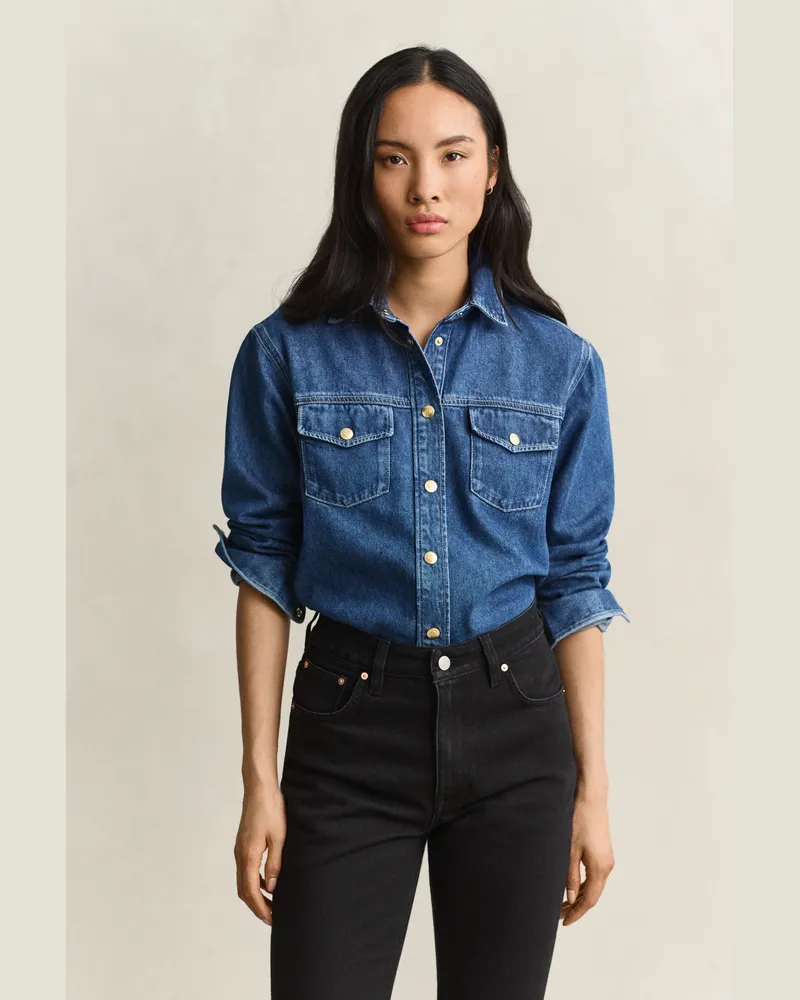 Gant Damen Jeansbluse MID Blau Mid