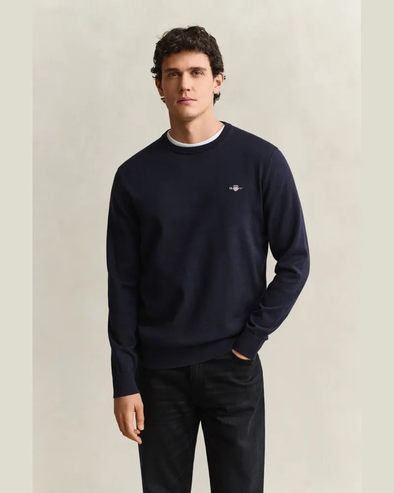 Gant Herren Rundhalspullover aus Baumwolle EVENING Blau Evening