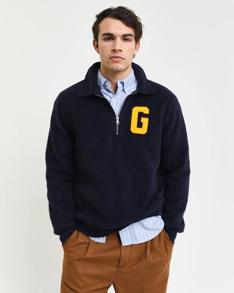Gant Herren Graphic Fleeceshirt mit halblangem Reißverschluss 