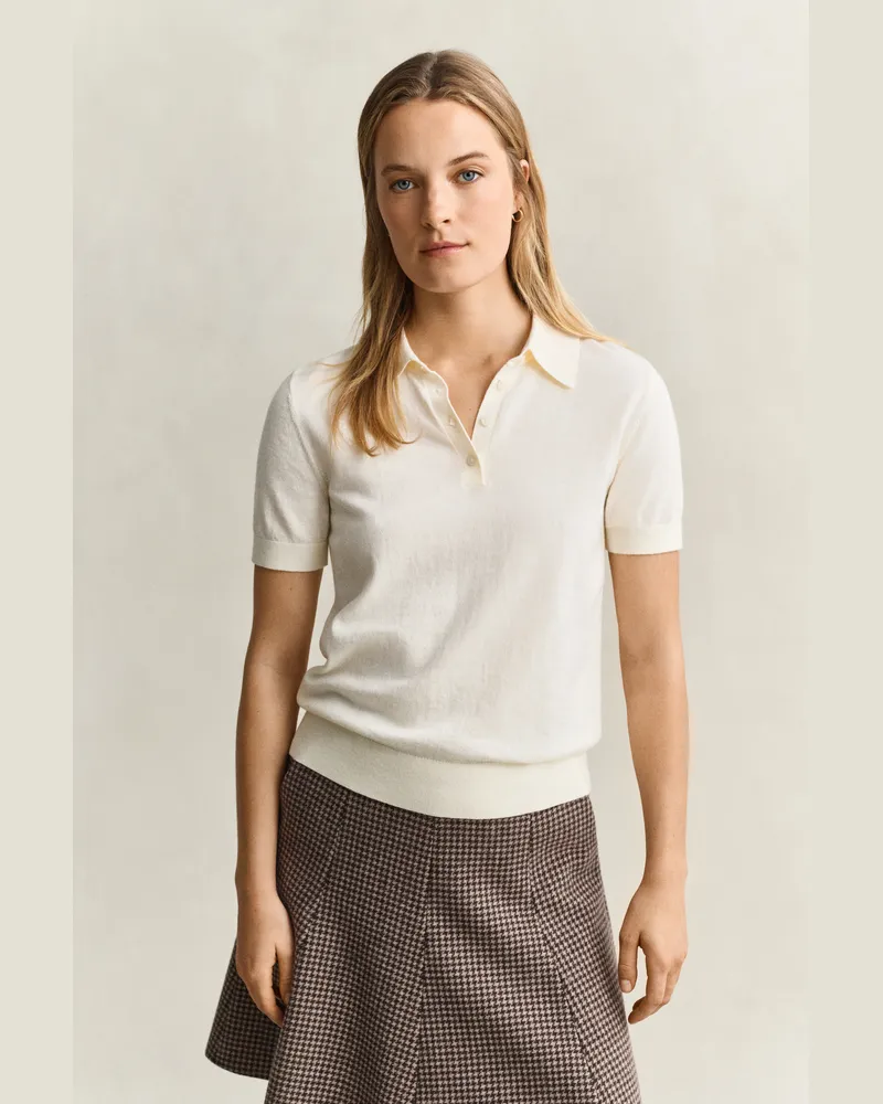 Gant Damen Leichter gestrickter Polopullover CREAM Cream