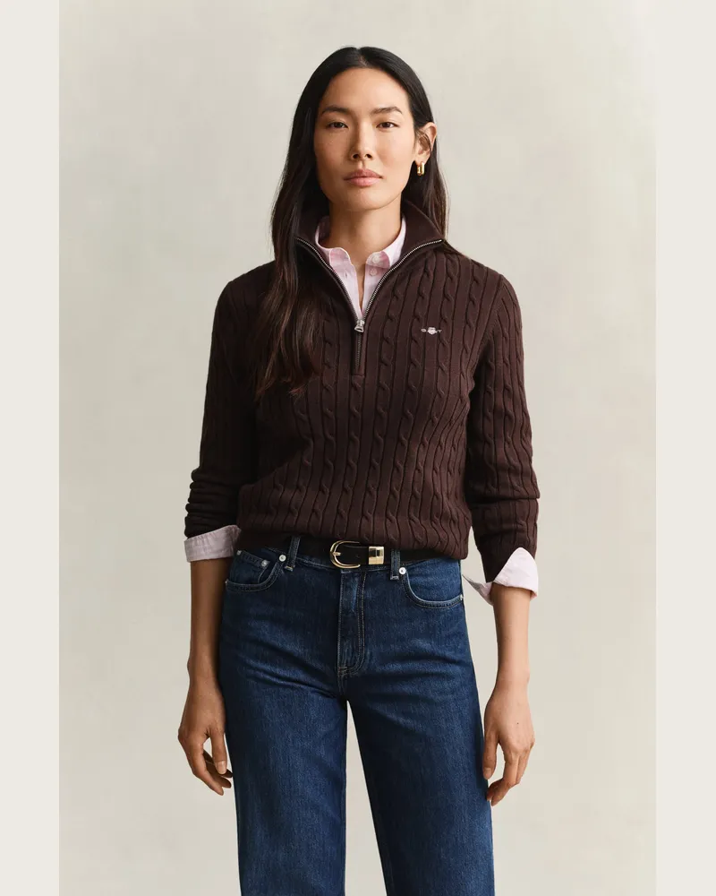 Gant Damen Zopfstrick-Troyer mit Stretch DEEP Braun Deep