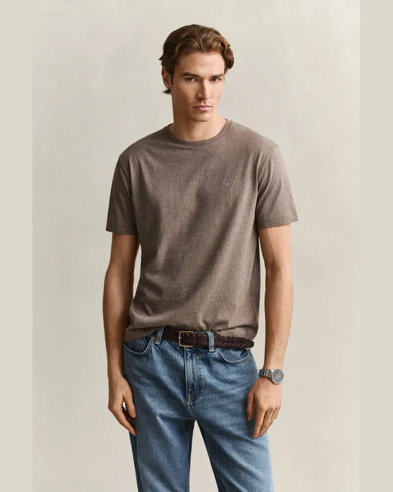 Gant Herren Regular Fit Shield T-Shirt DK HAZELNUT MELANGE Dk