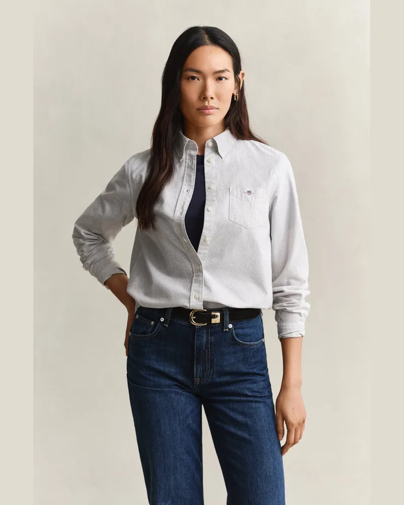 Gant Damen Classic Oxford-Bluse mit Streifen DEEP Braun Deep