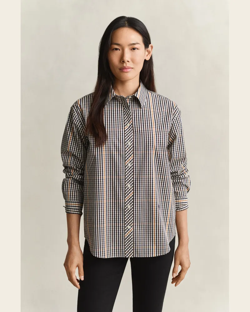 Gant Damen Karierte Bluse TOASTED ALMOND Toasted