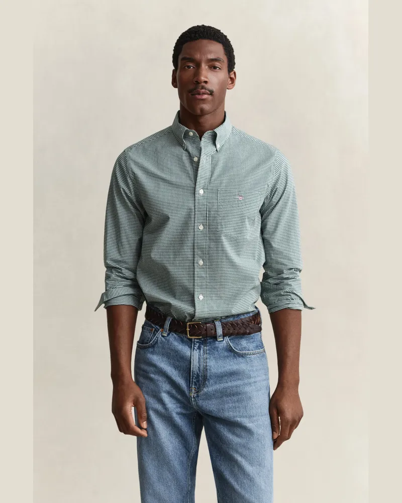 Gant Herren Gingham Classic Popeline Hemd DARK EMERALD Dark