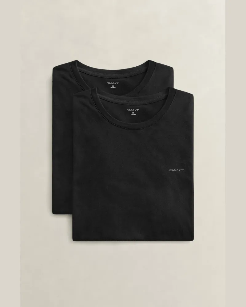 Gant Herren 2er-Pack Rundhals-T-Shirts Schwarz Schwarz