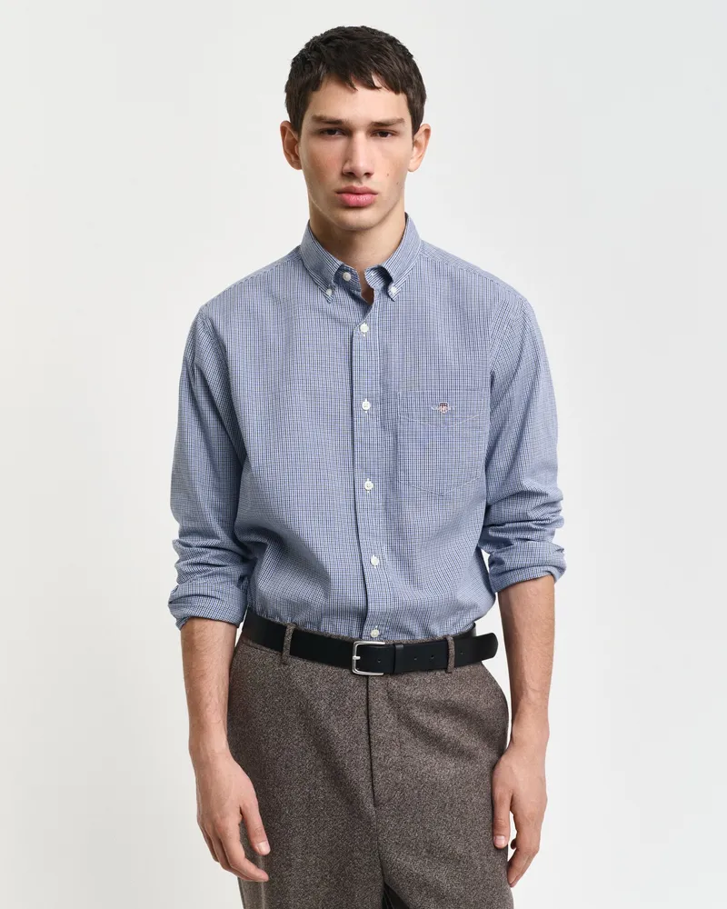 Gant Herren Regular Fit Popeline Hemd mit Vichy-Minikaro 