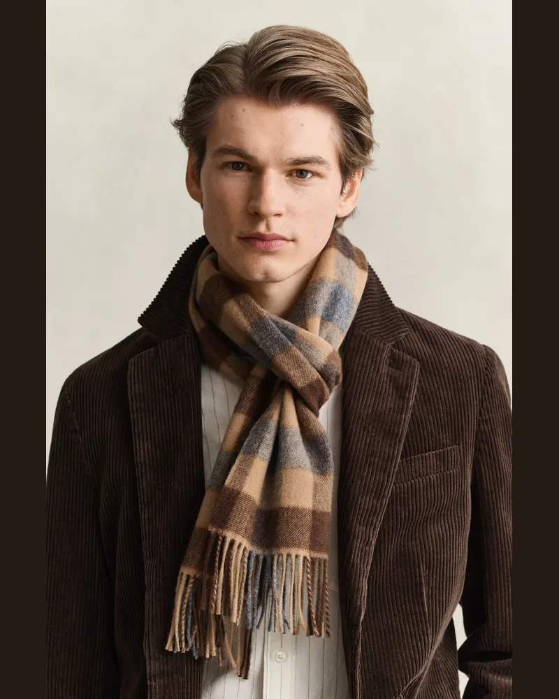 Gant Herren Karierter Wollschal WARM KHAKI Warm