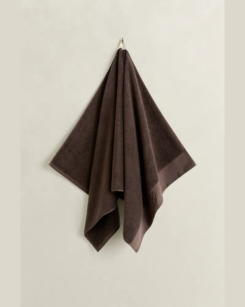 Gant Wohnaccessoires Besticktes Handtuch 70 x 140 DEEP Braun Deep