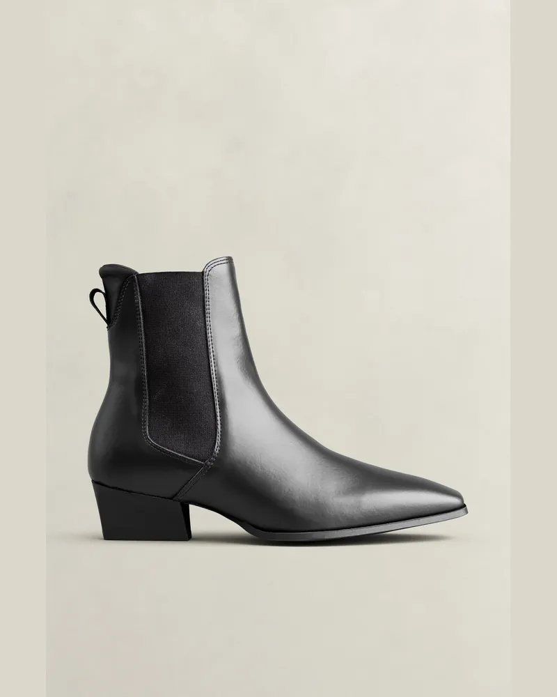 Gant Damen Bassotte Chelsea Boot aus Leder Schwarz Schwarz