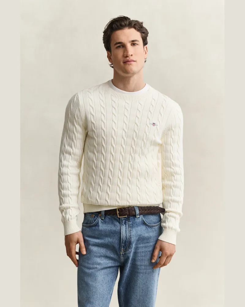 Gant Herren Classic Zopfstrickpullover CREAM Cream