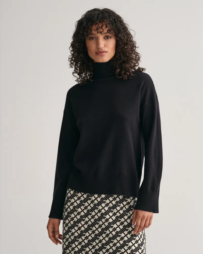Gant Damen Superfine Lambswool Pullover mit Stehkragen 
