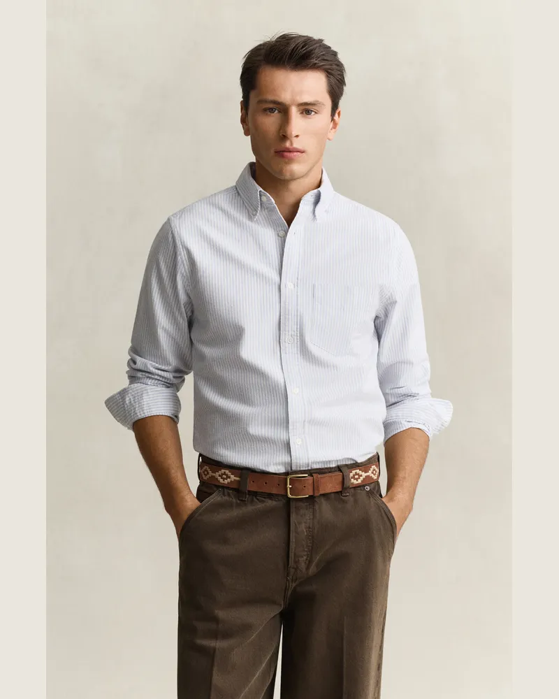 Gant Herren Gestreiftes Hemd aus gebürstetem Oxford CLEAR SKY Clear