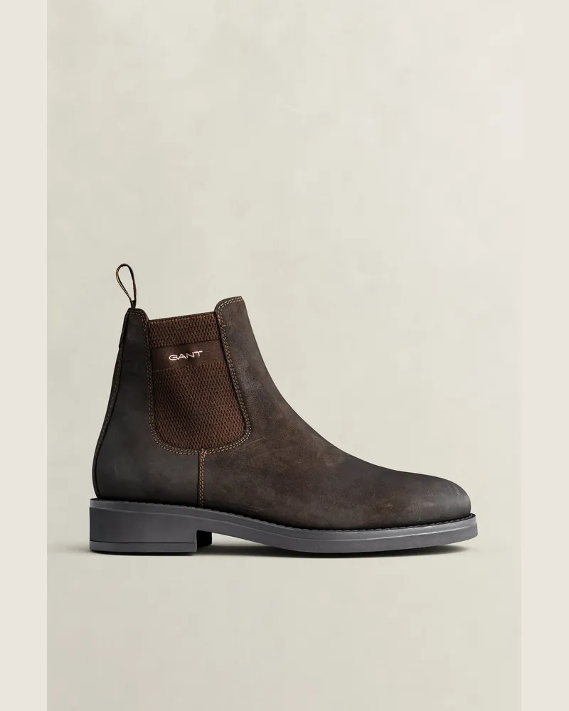 Gant Herren Prepdale Chelsea Boot aus Leder DARK Braun Dark