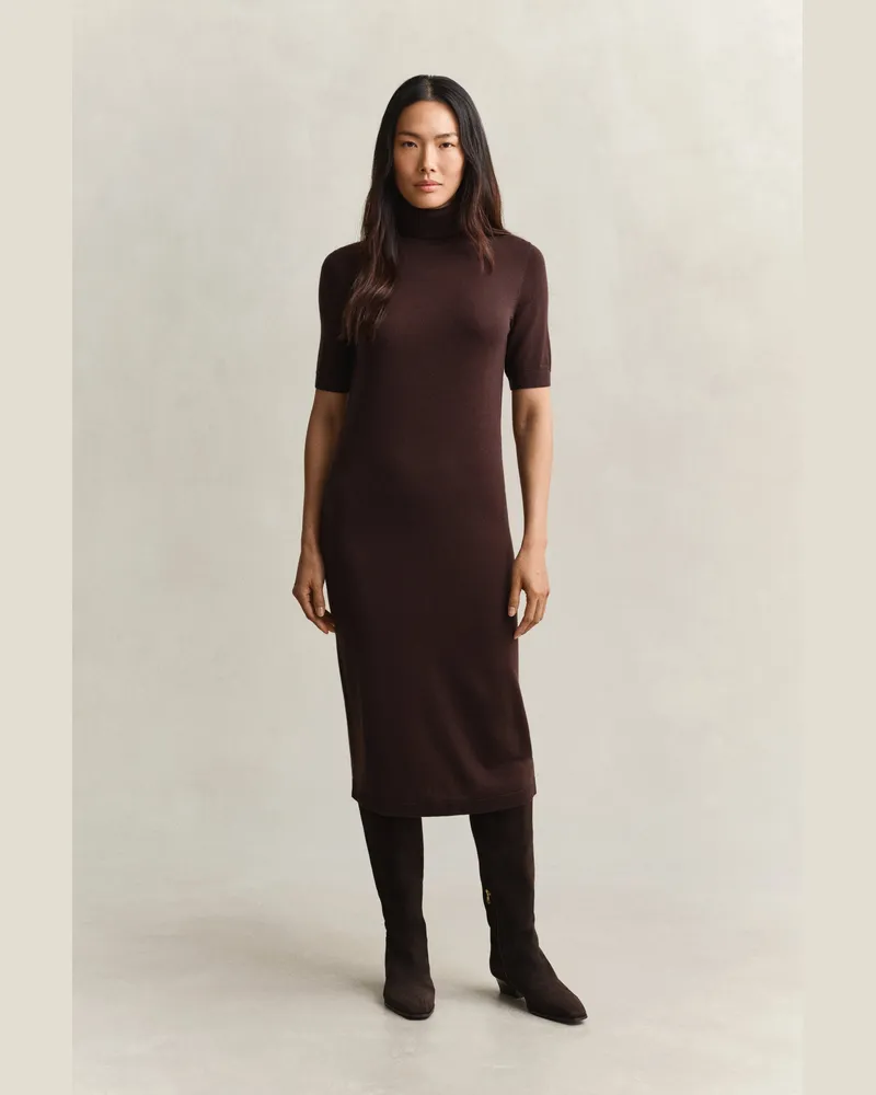 Gant Damen Rollkragenkleid aus Merinowolle DEEP Braun Deep