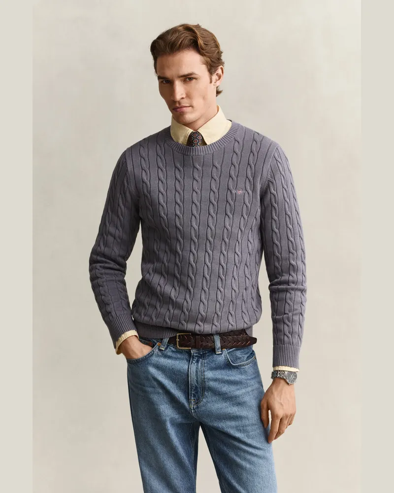 Gant Herren Classic Zopfstrickpullover MID Grau Mid