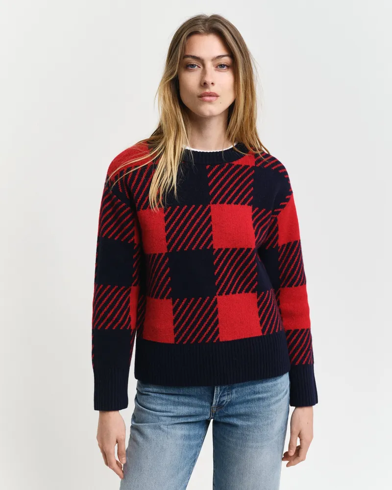 Gant Damen Buffalo Checked Rundhalspullover 